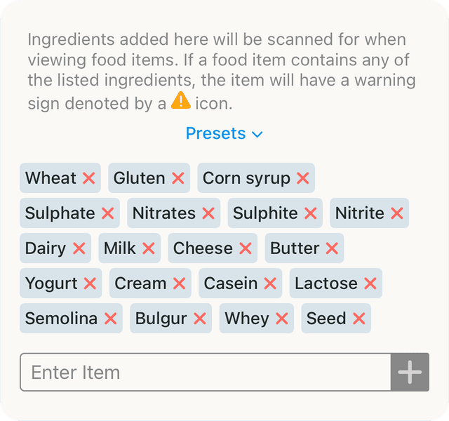 Input Ingredients